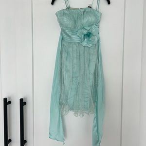 Sparkly Mint Green And Tulle Twirl Strapless Prom Party Dress
